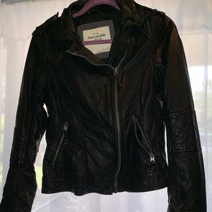 Abercrombie and Fitch black leather jacket